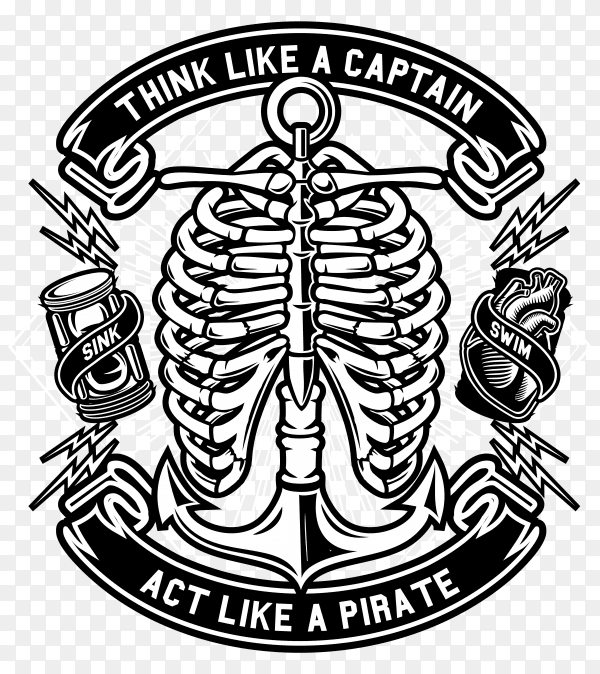 Think like captain poster design on transparent background PNG