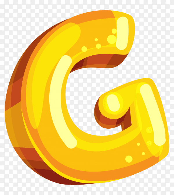 Yellow color shaped G letter on transparent background PNG