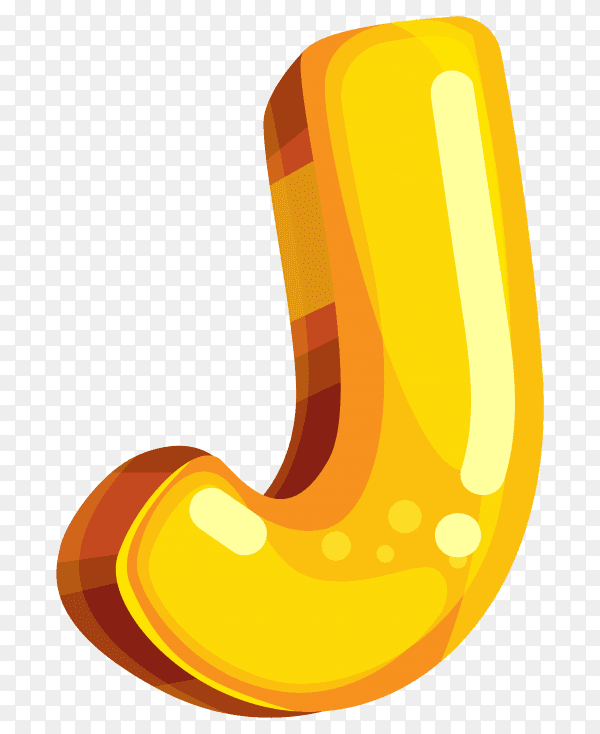 Yellow color shaped J letter on transparent background PNG