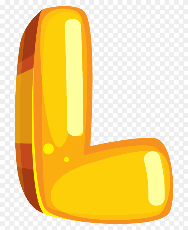 Yellow color shaped L letter on transparent background PNG