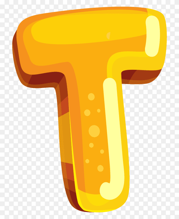 Yellow color shaped T letter on transparent background PNG