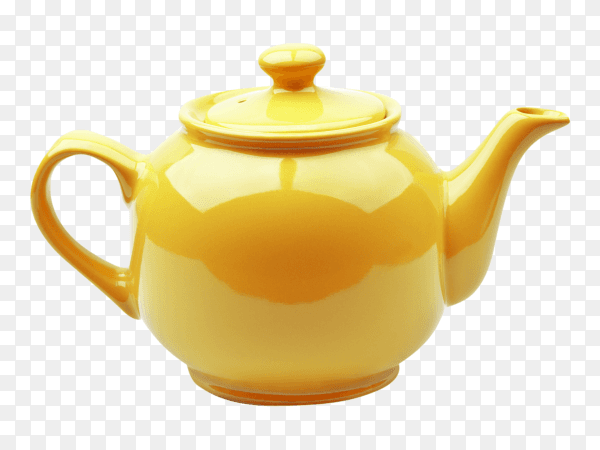 Yellow teapot on transparent background PNG
