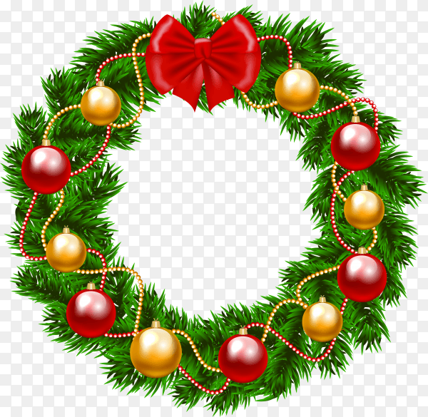 Christmas wreath on transparent background PNG
