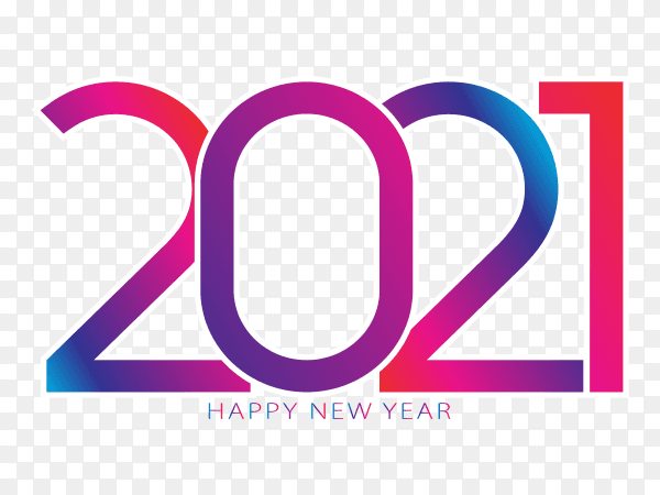 2021 happy new year text greeting design on transparent background PNG