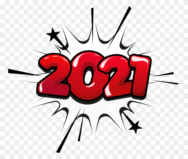 2021 in comics style on transparent background PNG