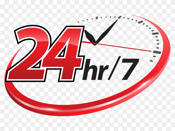 24hr services with clock scale on transparent background PNG