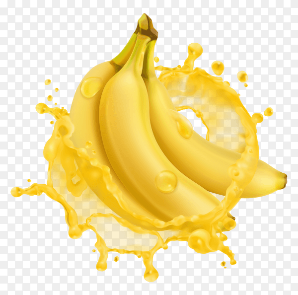 3D Banana in fresh juice splash premium vector PNG