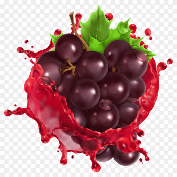 3D Red wine and grapes with Fresh juice fruit premium vector PNG