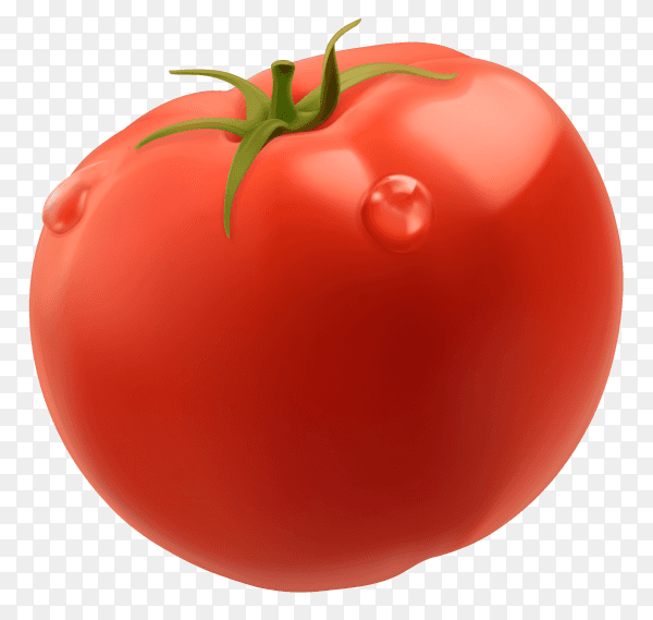3D fresh red tomato on transparent background PNG