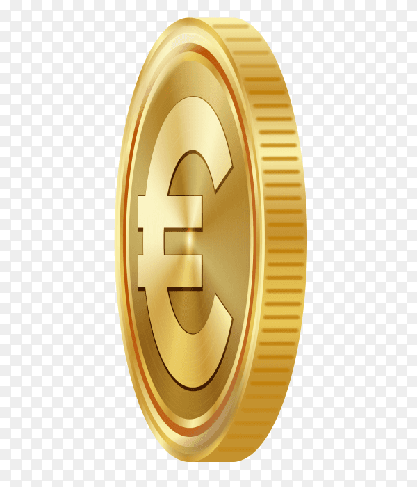 3D gold euro coin premium vector PNG