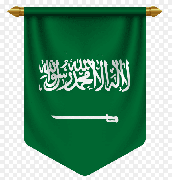3d realistic pennant with flag of saudi arabia on transparent background PNG