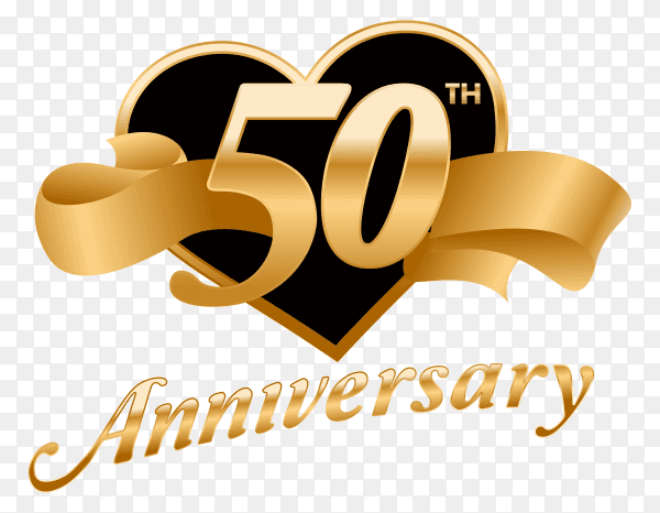 50th anniversary celebration design on transparent background PNG