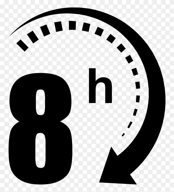 8 hours clock arrow icons delivery service online deal premium vector PNG
