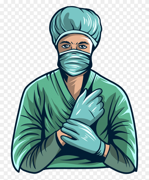 A doctor surgeon wear suit illustration isolated design on transparent background PNG