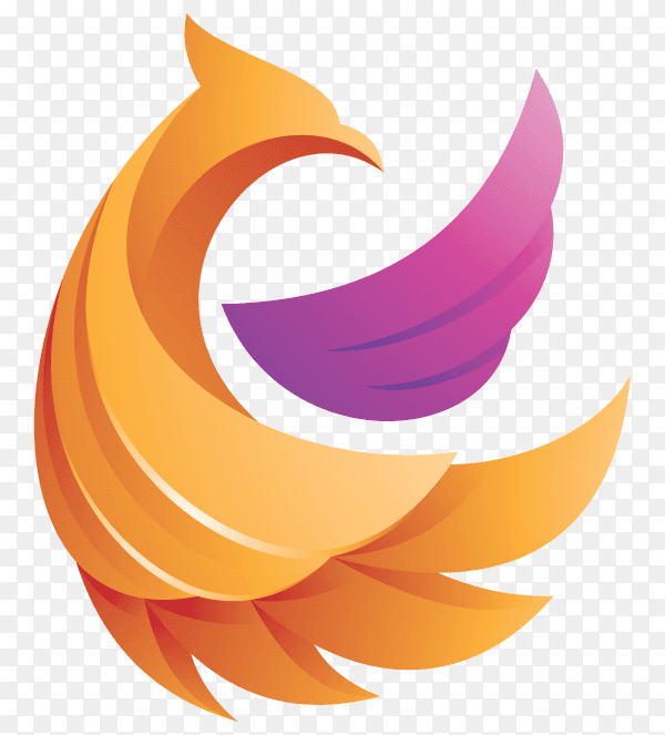 Abstract 3d gradient bird wing logo on transparent background PNG