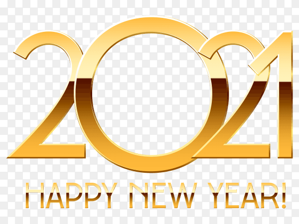 Abstract Golden design for happy new 2021 year on transparent background PNG