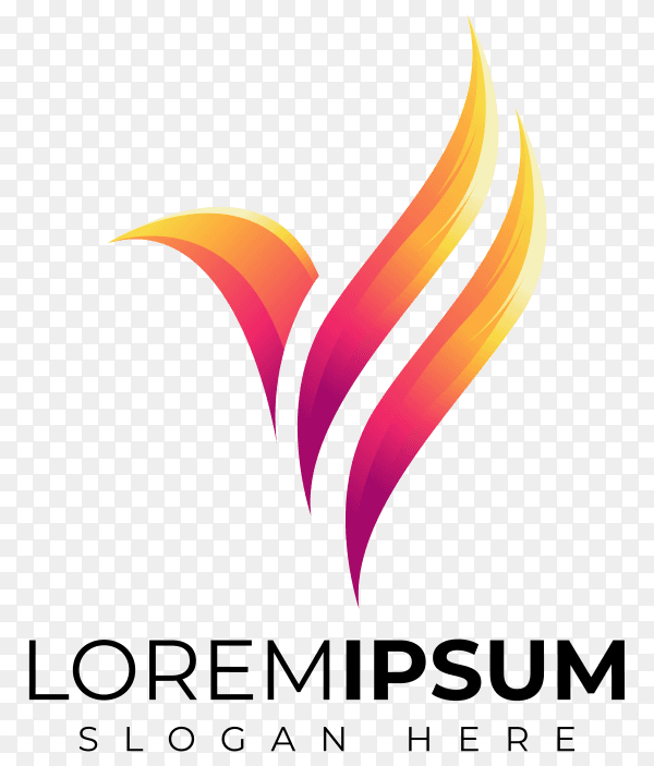Abstract bird logo design full color on transparent background PNG