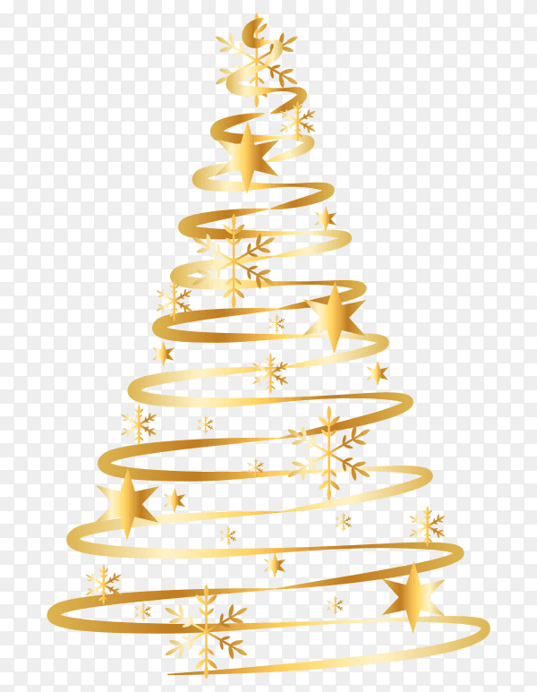 Abstract golden christmas tree on transparent background PNG