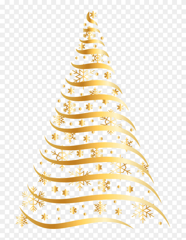 Abstract golden christmas tree premium clipart PNG