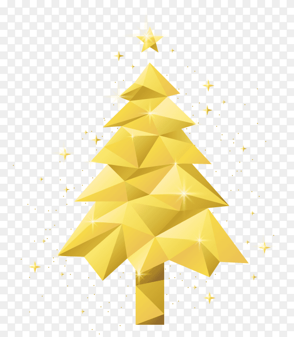 Abstract golden christmas tree premium vector PNG