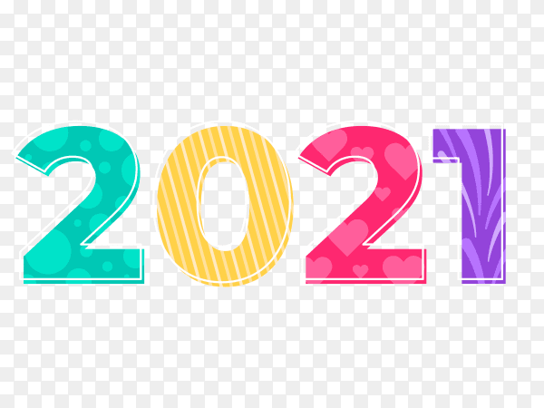 Abstract happy new year 2021 on transparen background PNG