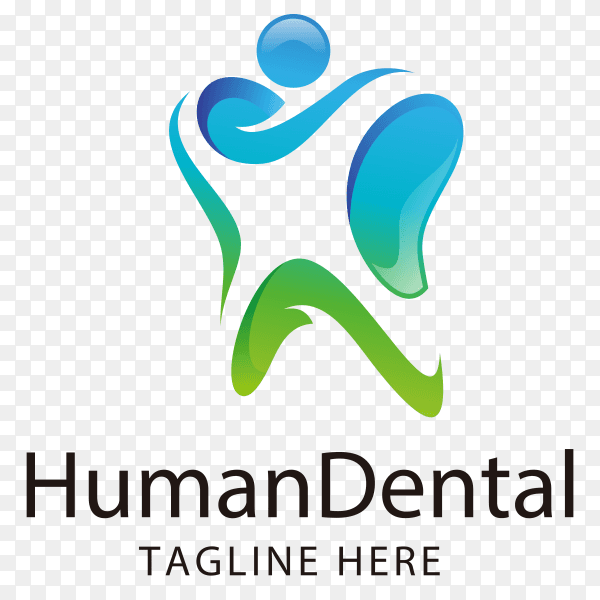 Abstract human and dental teeth logo on transparent background PNG