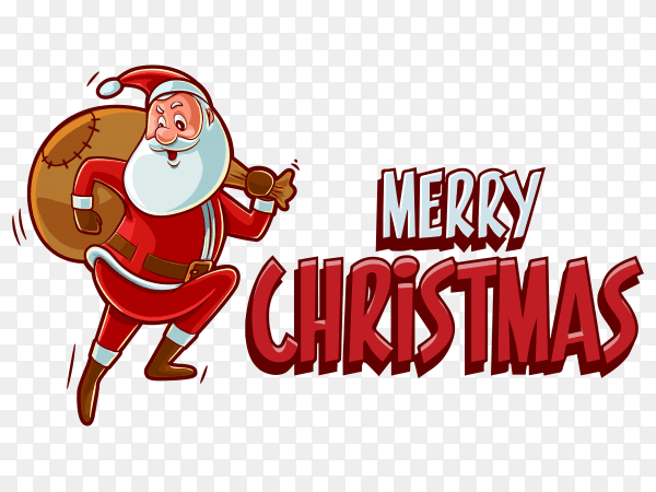 Abstract merry chrismatis Invitaion with santa claus on transparent background PNG