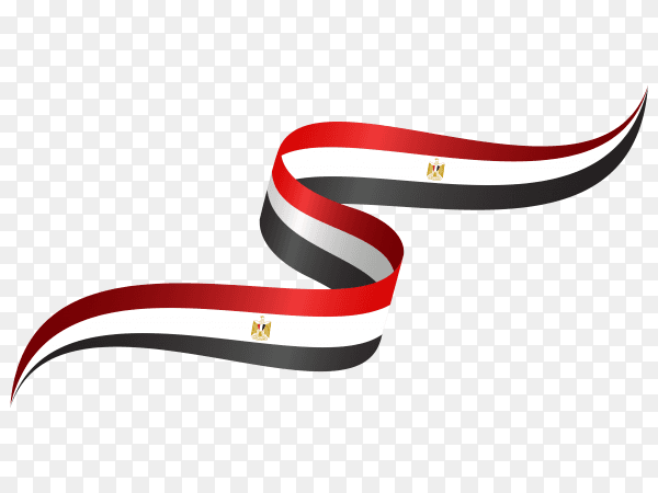 Abstract wavy flag Egypt with ribbon style on transparent background PNG