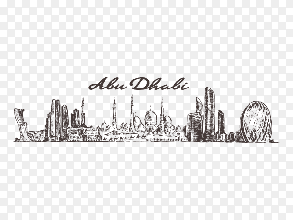 Abu Dhabi skyline illustration on transparent background PNG