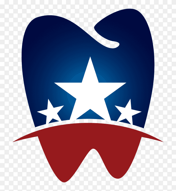 American Dental teeth logo on transparent background PNG