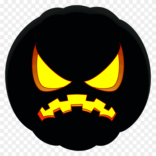Angry halloween pumpkin with black color on transparent background PNG
