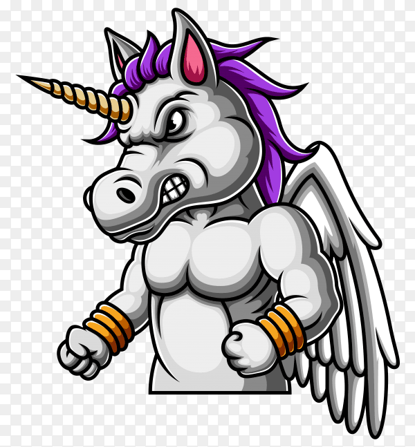 Angry unicorn mascot logo design on transparent PNG