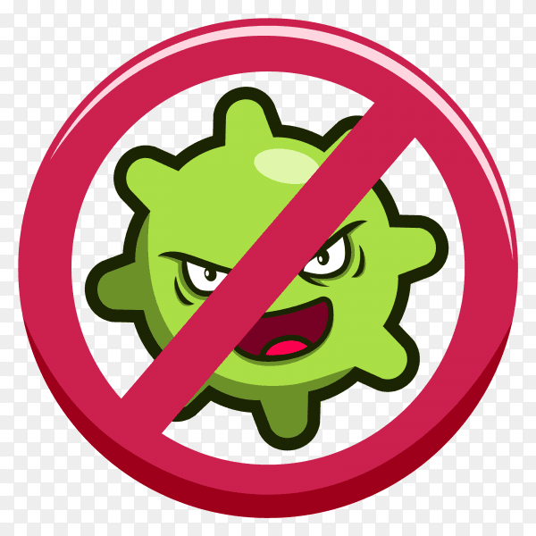 Anti virus sign coronavirus concept on transparent background PNG