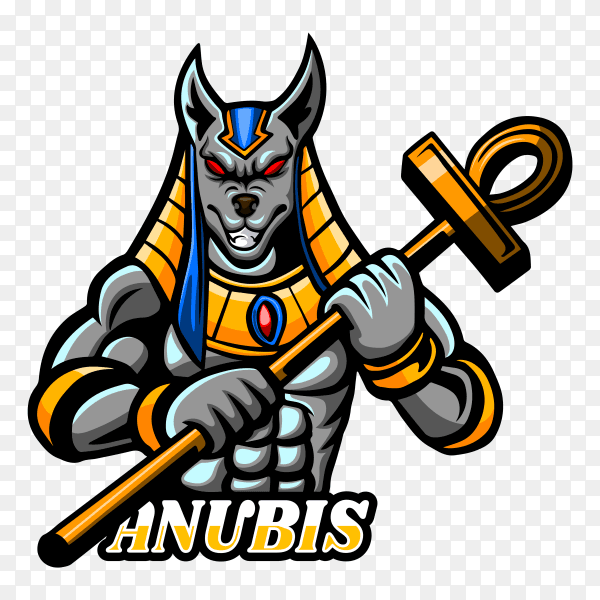 Anubis esport logo mascot design on transparent background PNG