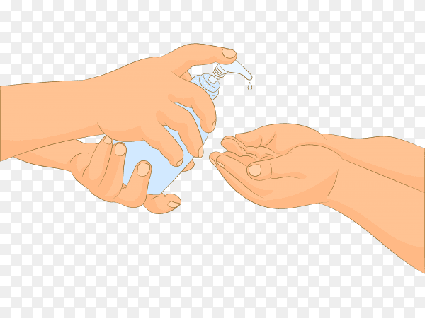 Applying cleaning gel on baby's hand on transparent background PNG