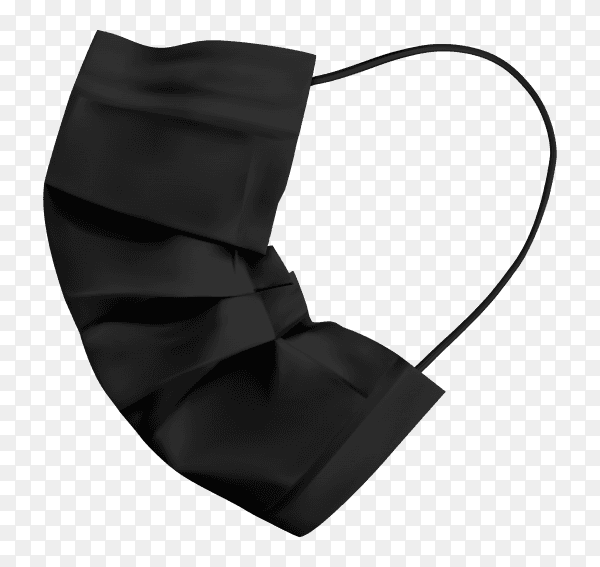 Balck face medical mask on transparent background PNG