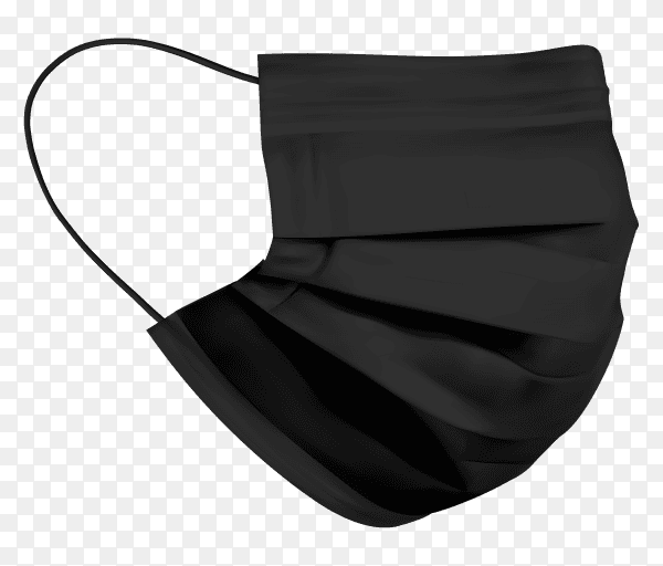 Balck medical mask isolated on transparent background PNG