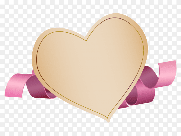 Banner heart shape with purple ribbon on transparent background PNG