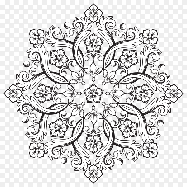 Beautiful Round floral Ornamental Element Design premium vector PNG