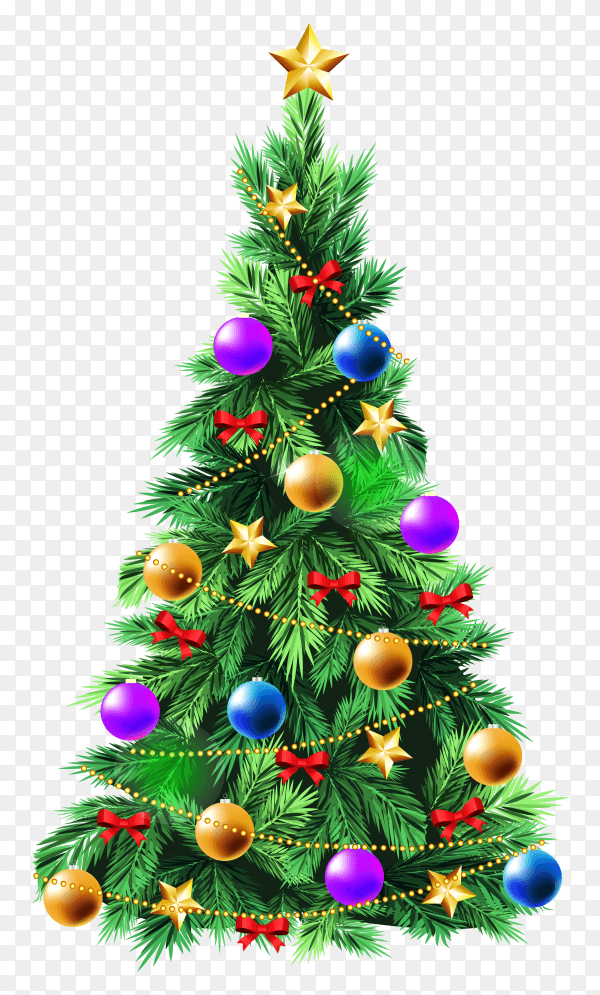 Beautiful Christmas tree with colorful balls premium vector PNG