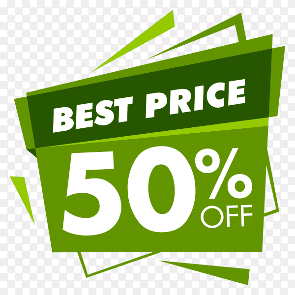 Best price with green color banner on transparent background PNG