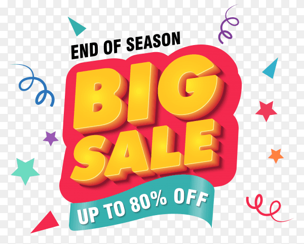Big sale banner design template on transparent background PNG