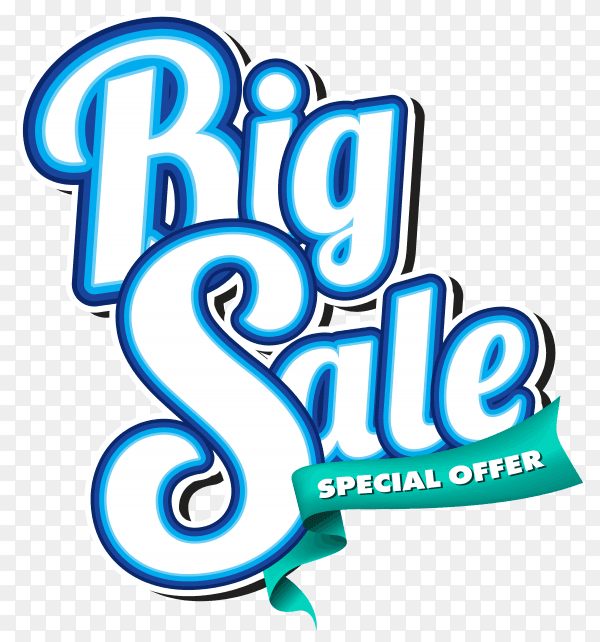 Big sale colorful 3d banner on transparent background PNG