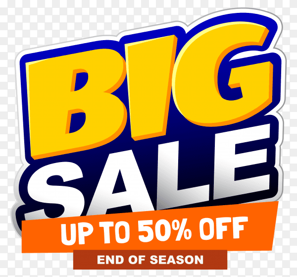 Big sale special offer banner on transparent PNG