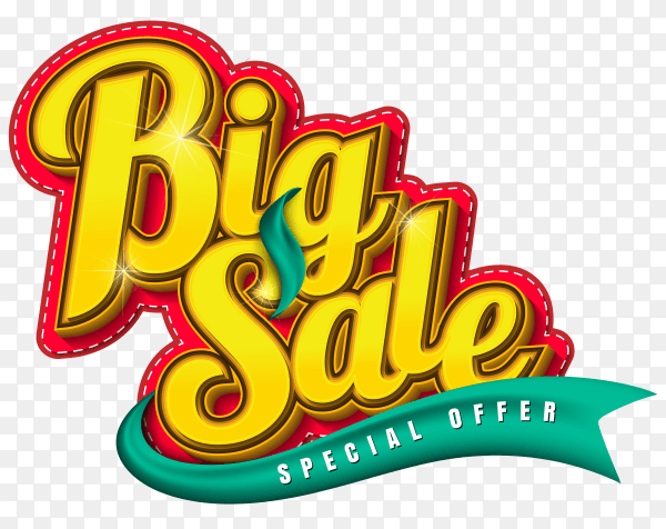 Big sale special offer banner on transparent background PNG
