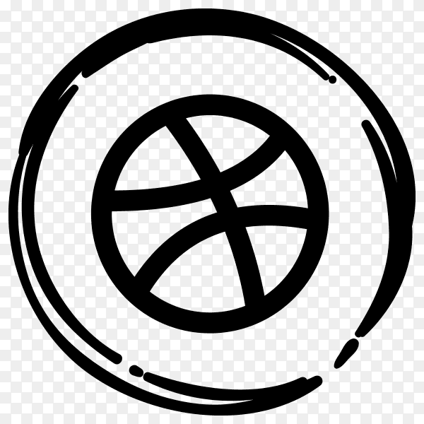 Black Dribble icon in flat design illustration on transparent PNG