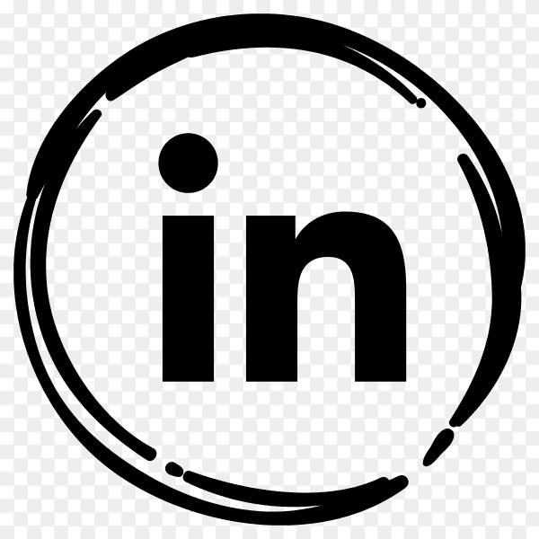 Black LinkedIn icon in flat design on transparent PNG