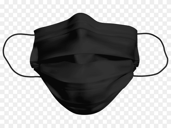 Black Medical mask in flat design on transparent background PNG