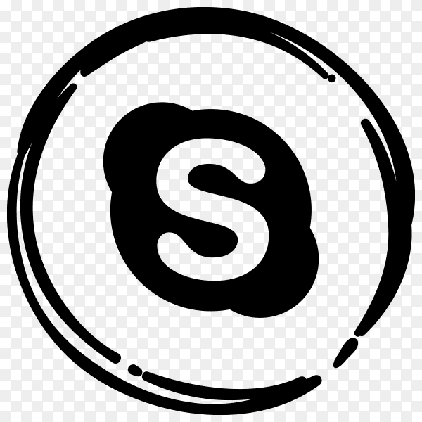Black Skype icon in flat design premium vector PNG