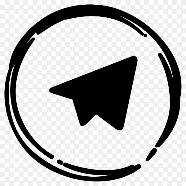 Black Telegram icon in flat design Isolated premium vector PNG